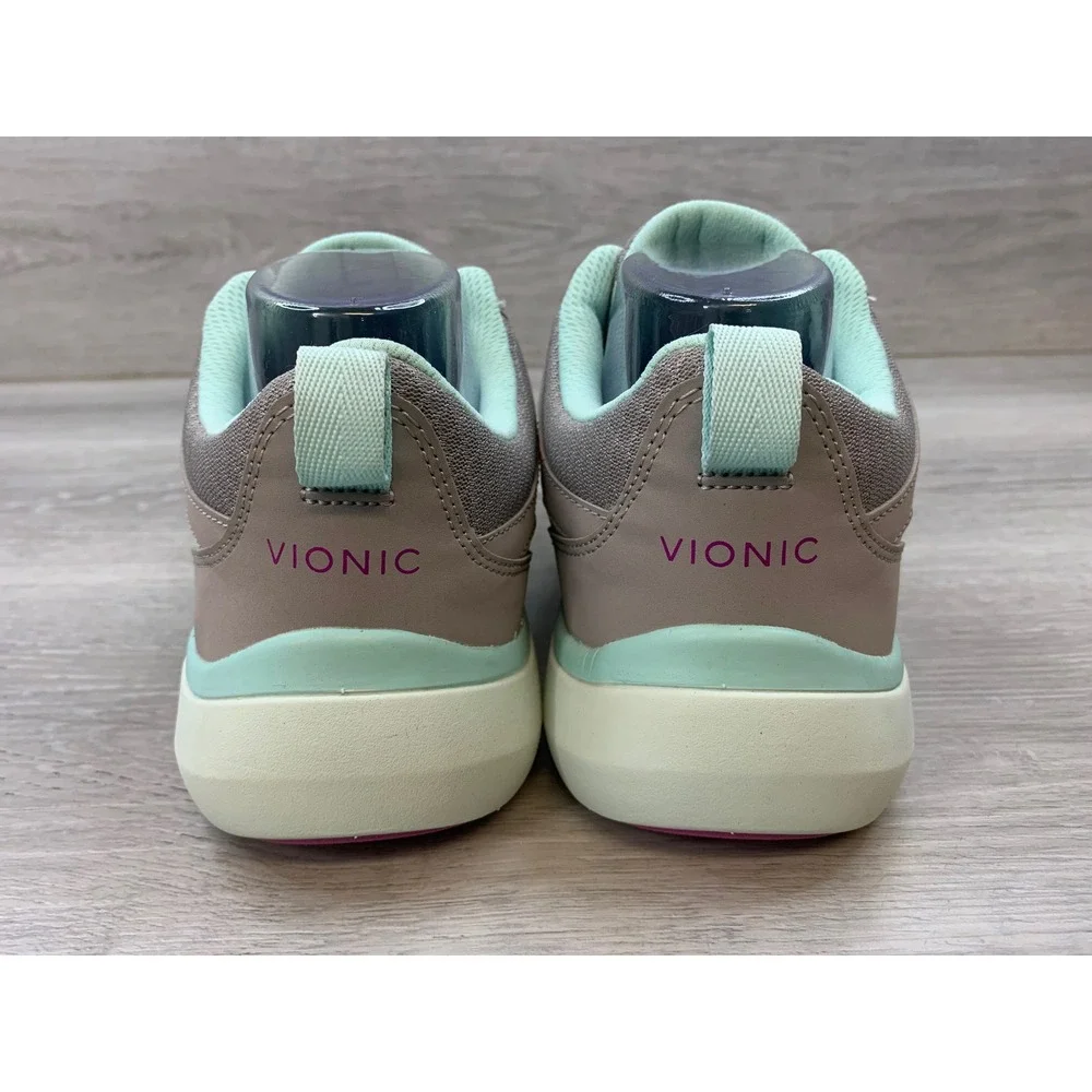 Vionic Krisha Walking Sneakers Taupe Mint Green Orthotic Shoes Women's 7 Wide